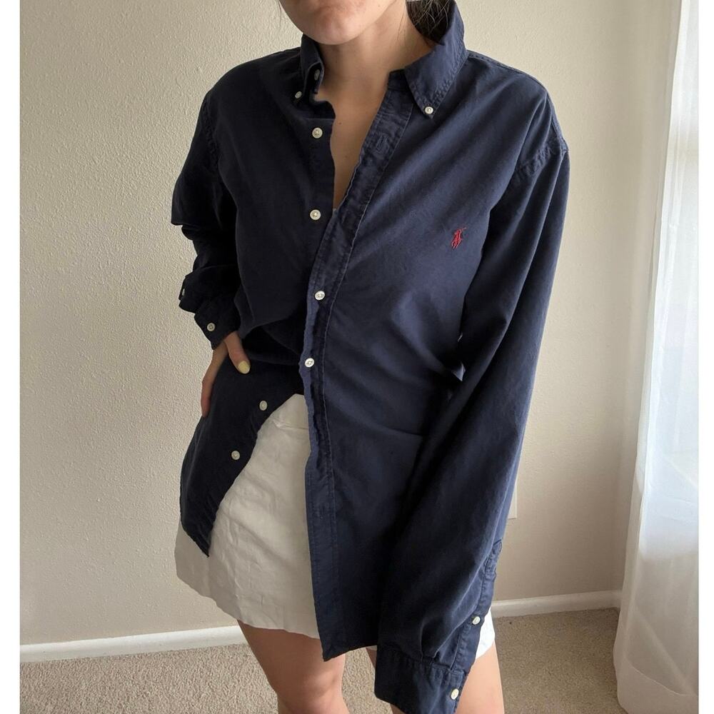 Ralph Lauren Navy Button Down collegiate preppy coastal preppy vacation summer